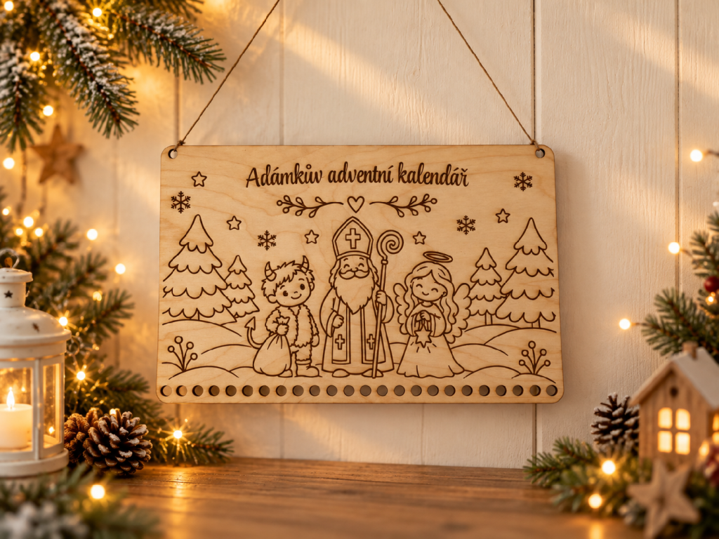 Závěsný adventní kalendar se jménem
